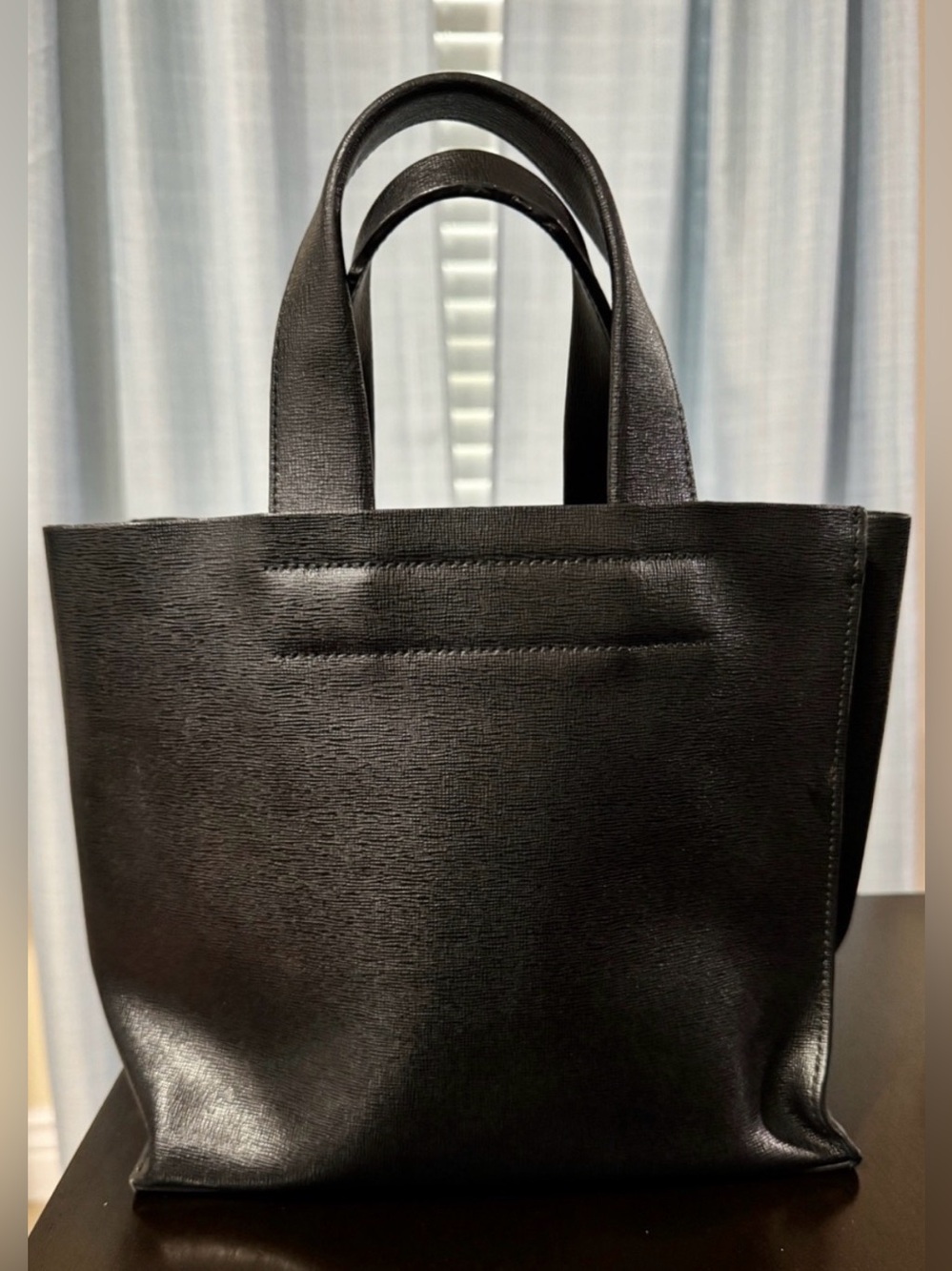 FURLA Divide It Tote Structured Black Leather